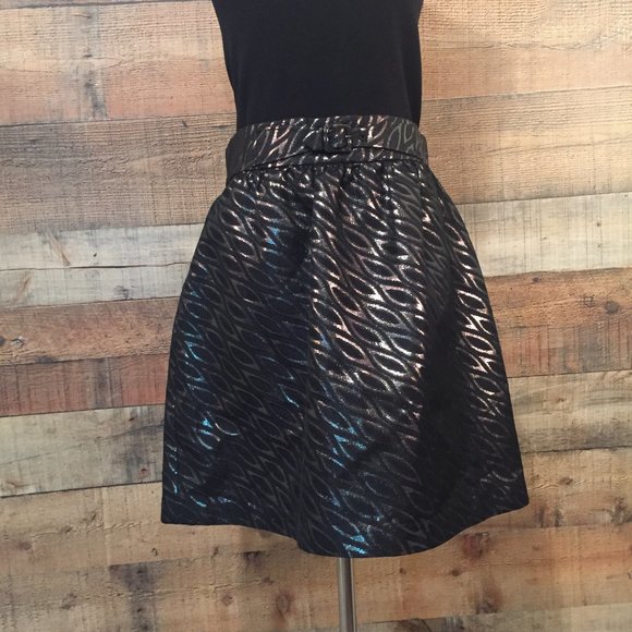 Tibi NY A Line Mini Skirt Sz 6 Black & Metallic - Picture 4 of 7